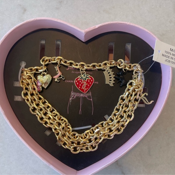 JUICY COUTURE CHAIN LINK BELT W CHARMS! In box! M/L - Picture 2 of 3